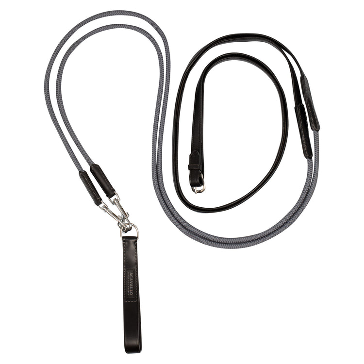 Acavallo Soft Leather Draw Reins with Round Nylon Rope