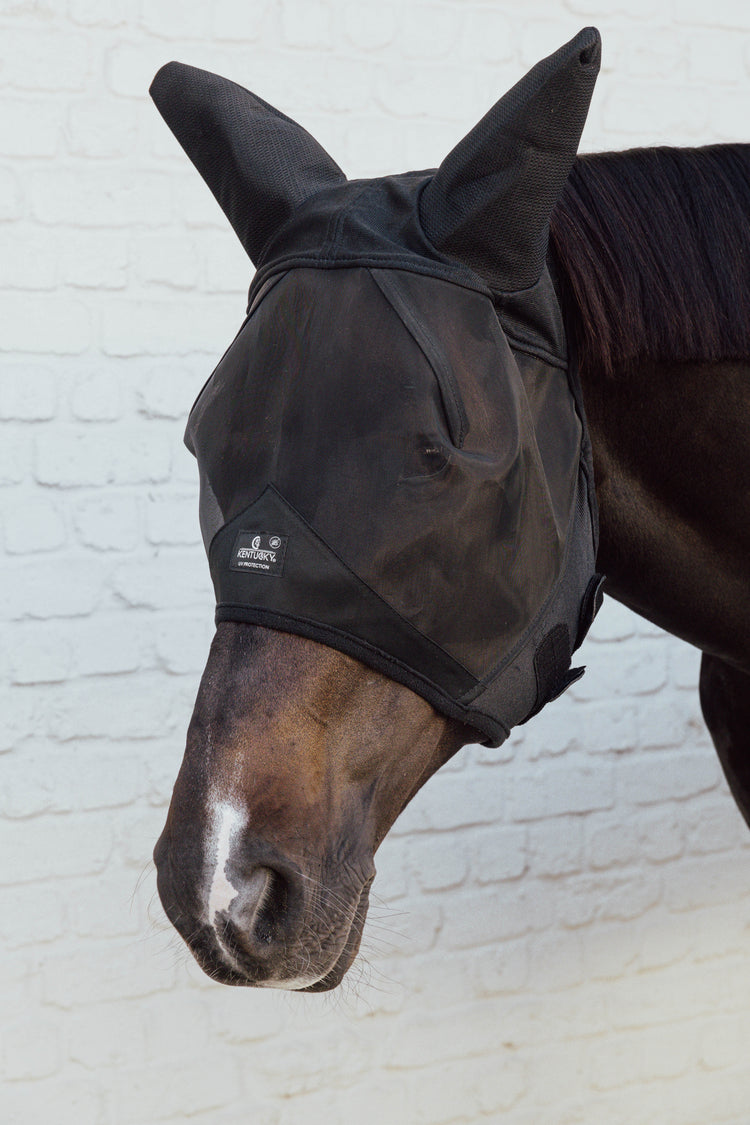 Fly mask with noise cancelling ears