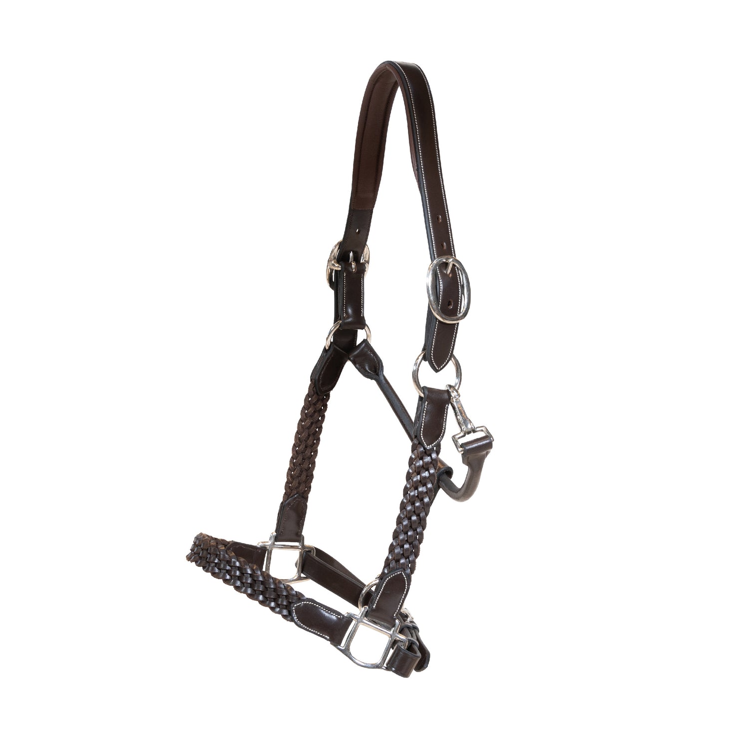 Plaited leather head collar for horses