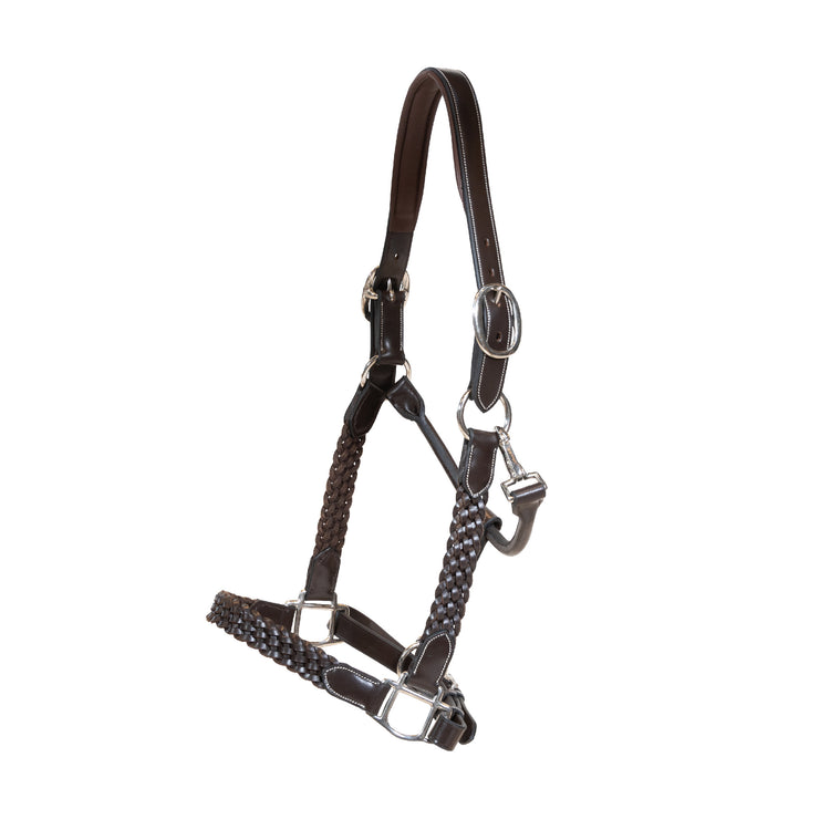 Plaited leather head collar for horses