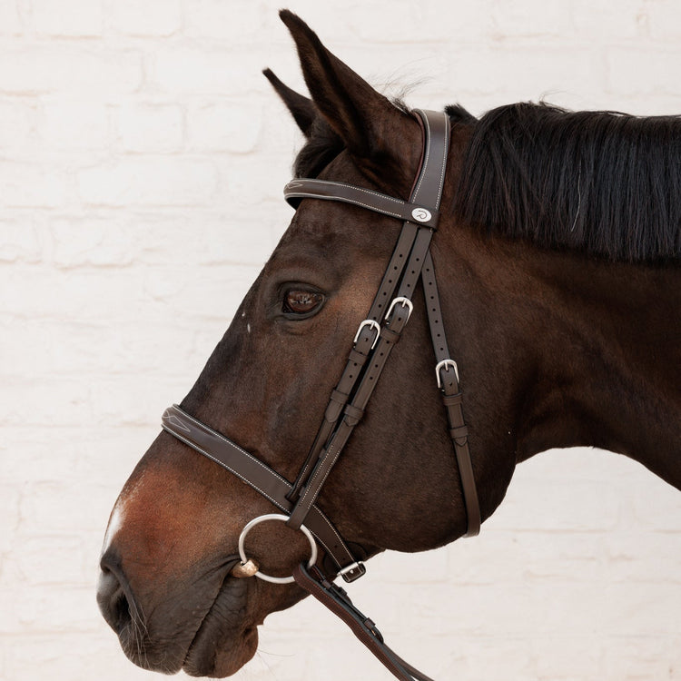Affordable hunter bridle with fancy stitching in brown