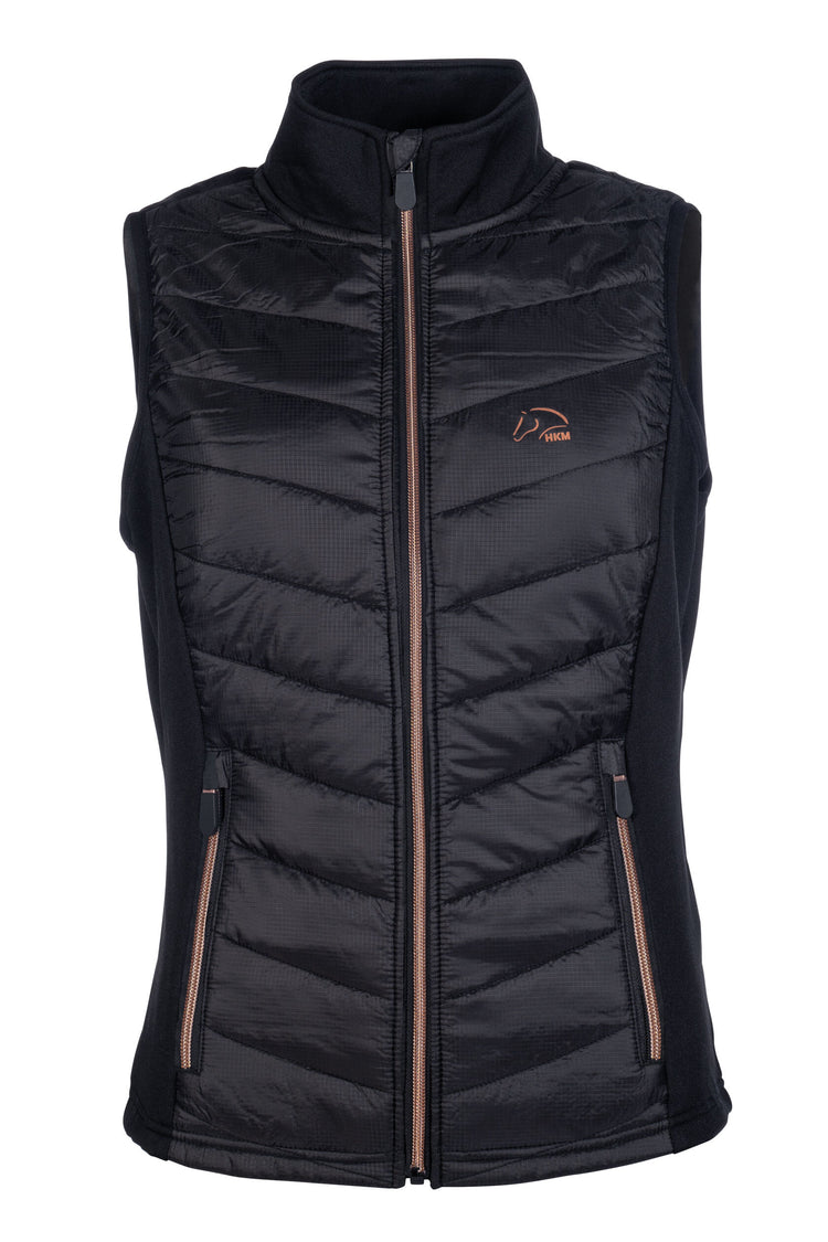 breathable riding vest with quilting and stand up collar rosegold