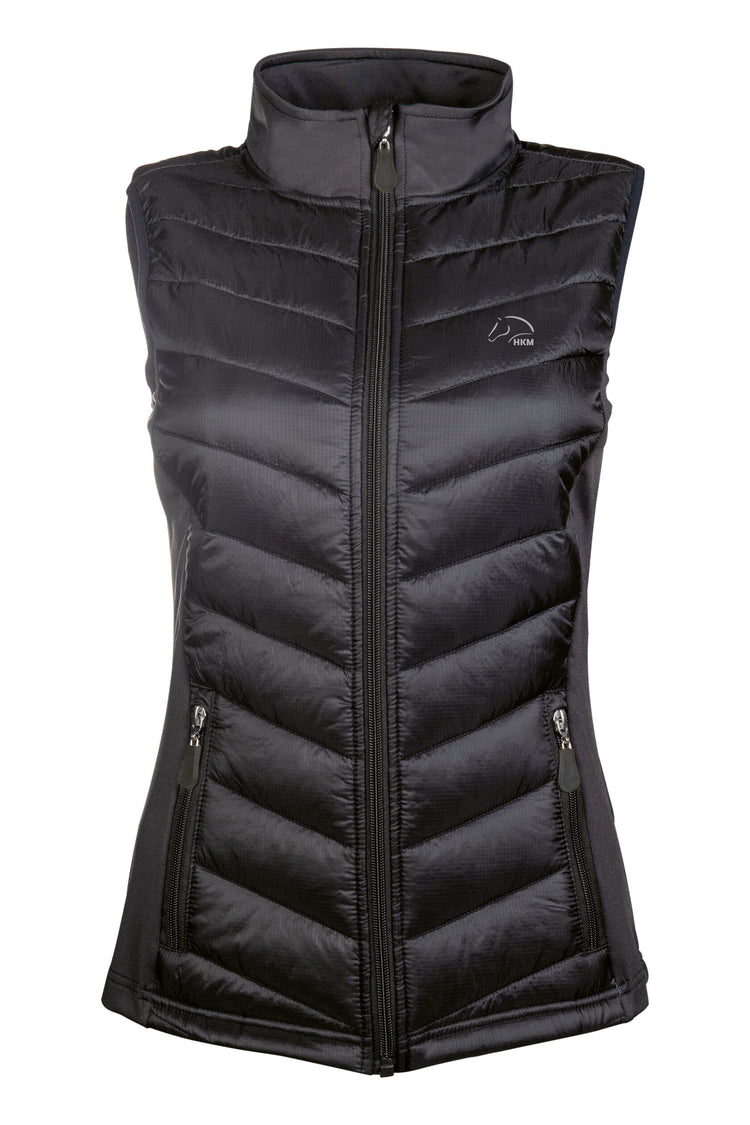 hkm vest basel style jersey nylon breathable insulated riding vest black