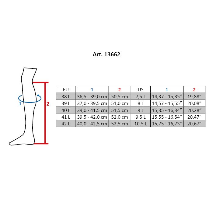 Size table for riding boots