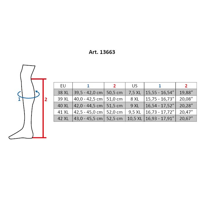 Größentabelle für HKM Reitstiefel