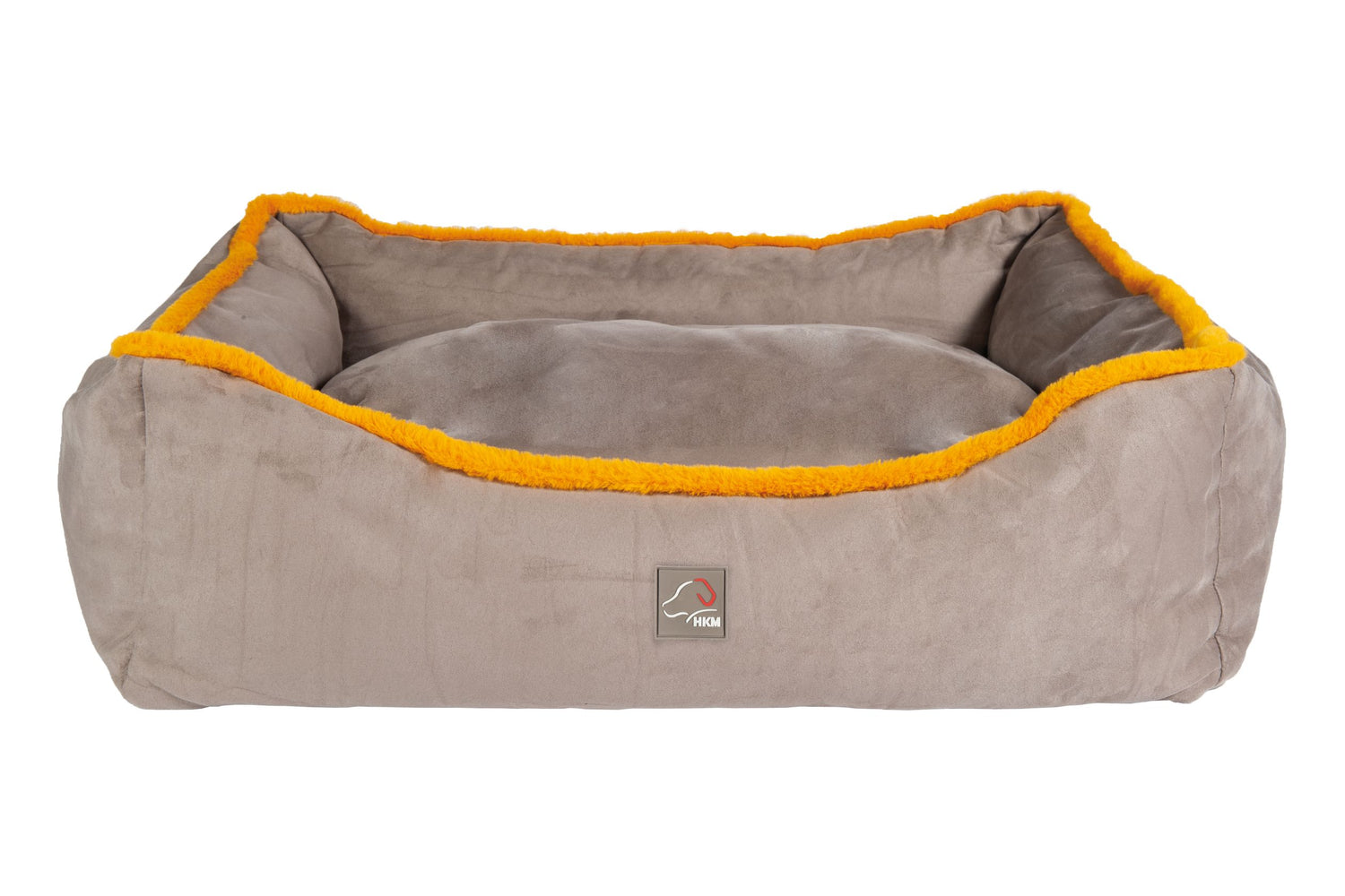 dog bed with fur pillow