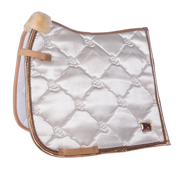 Dressage saddle pad in white with shine