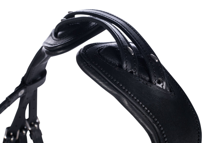 Dressage bridle with split head piece