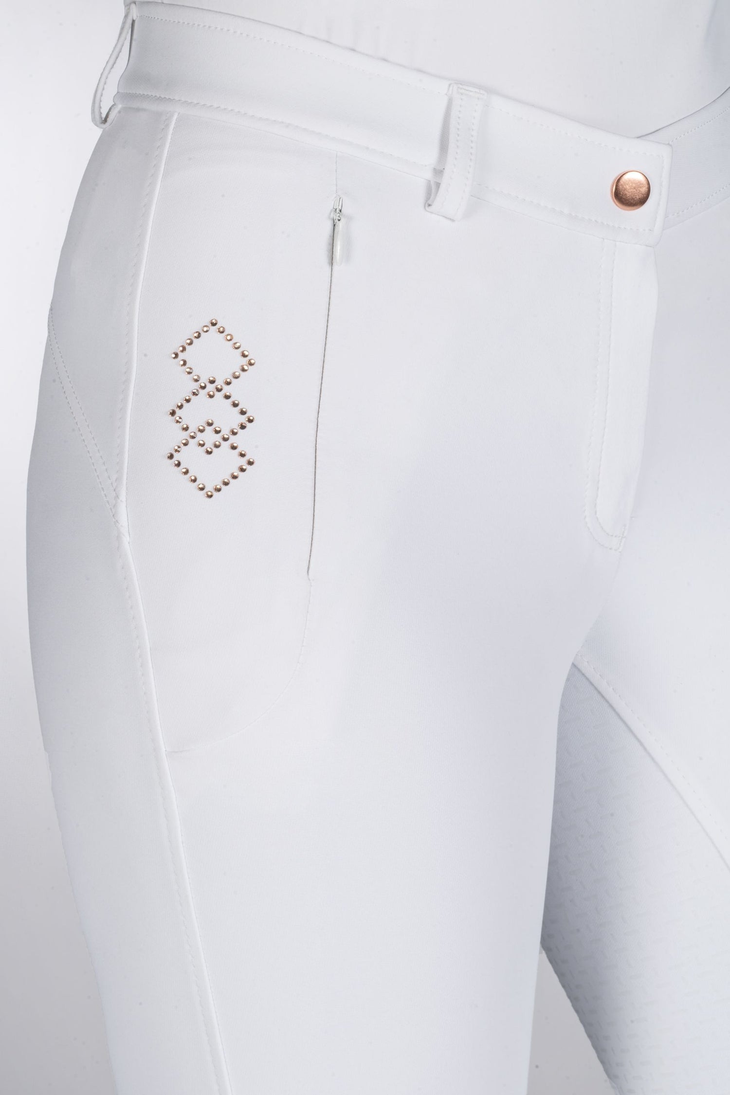 White breeches with rose gold