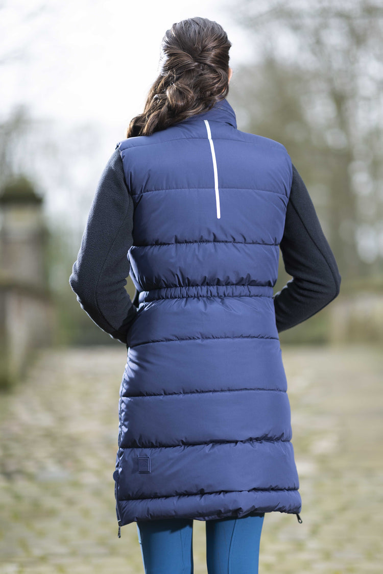 Long winter riding vest with reflective details