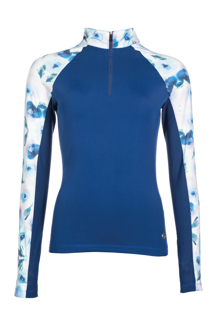breathable riding shirt with mesh inserts and uv protection royal blue