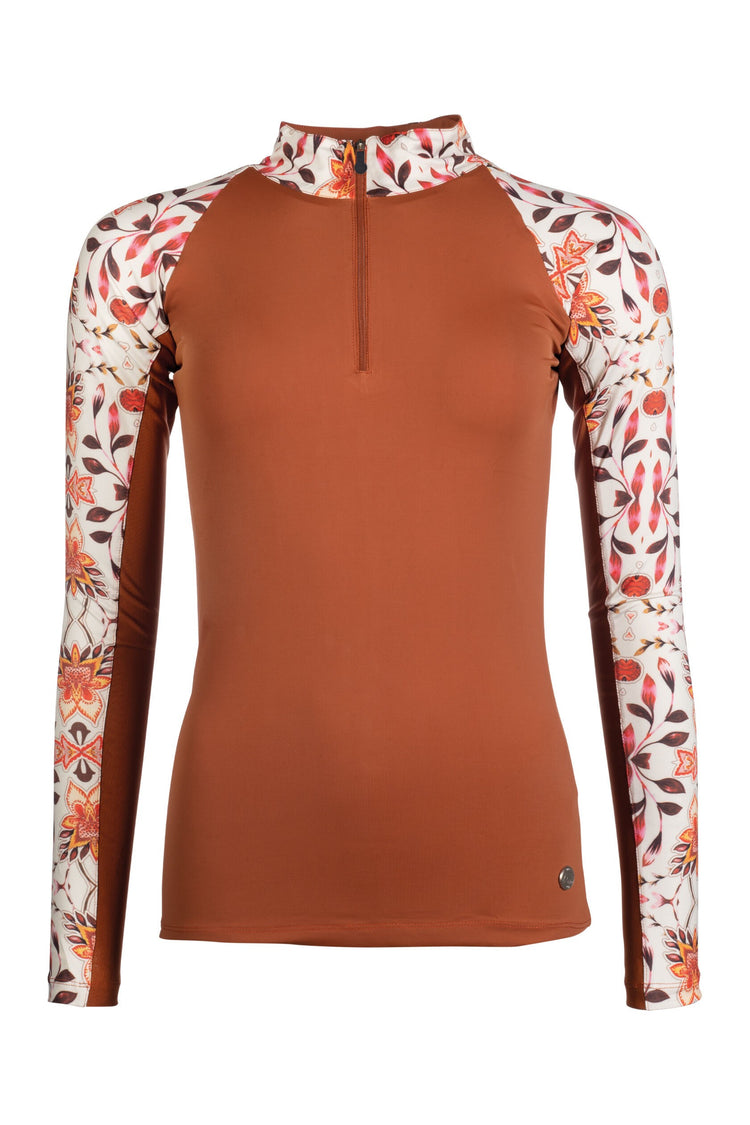 equestrian functional shirt with cooling effect and floral pattern