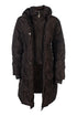 lauria garrelli black quilted riding coat livigno with hoodie dark brown