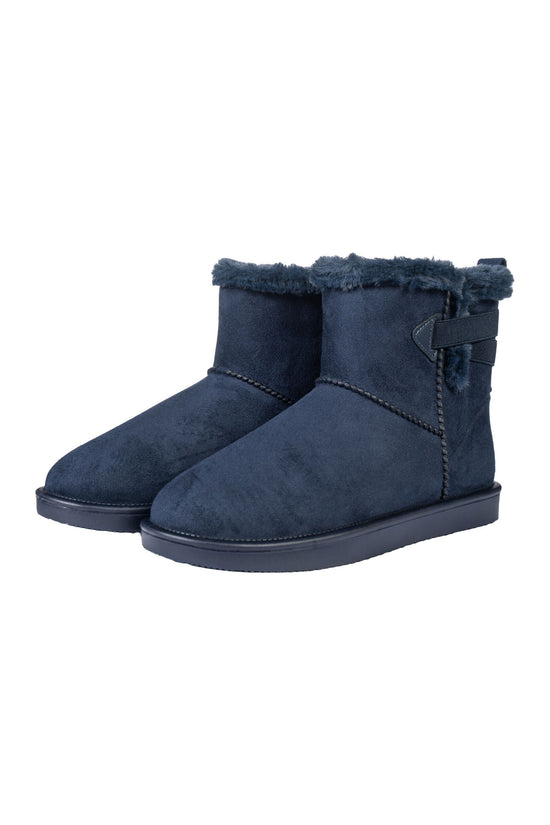 Waterproof insulated winter boots with faux fur lining for riders blue