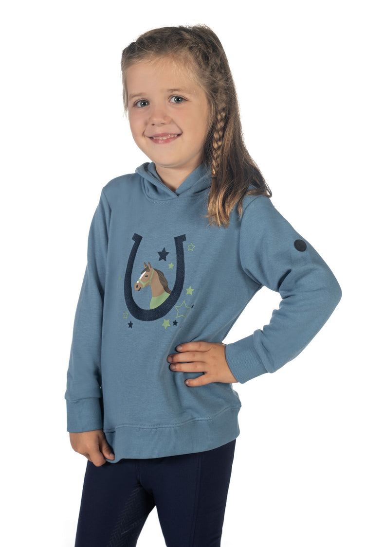 hkm kids hoody diana with horse print and embroidery blue