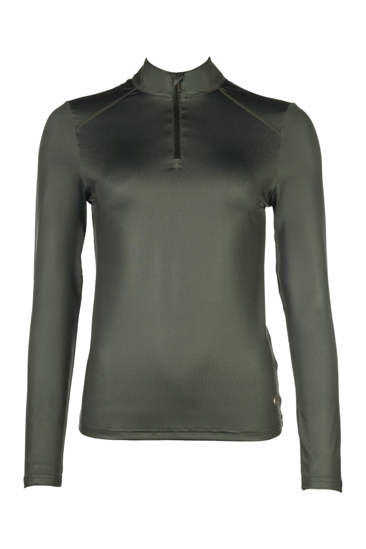 Stand-up collar riding shirt for a modern look and added comfort