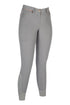 Riding breeches in rosegold color with a full silicone seat, featuring a front button closure, practical pockets, and subtle sparkle details on the pocket area.