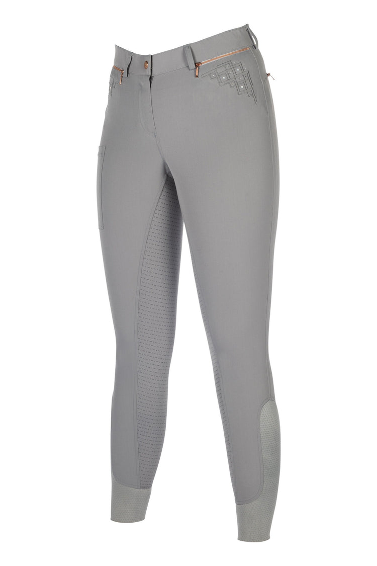 HKM Rosegold sparkle breeches in grey with full silicone seat
