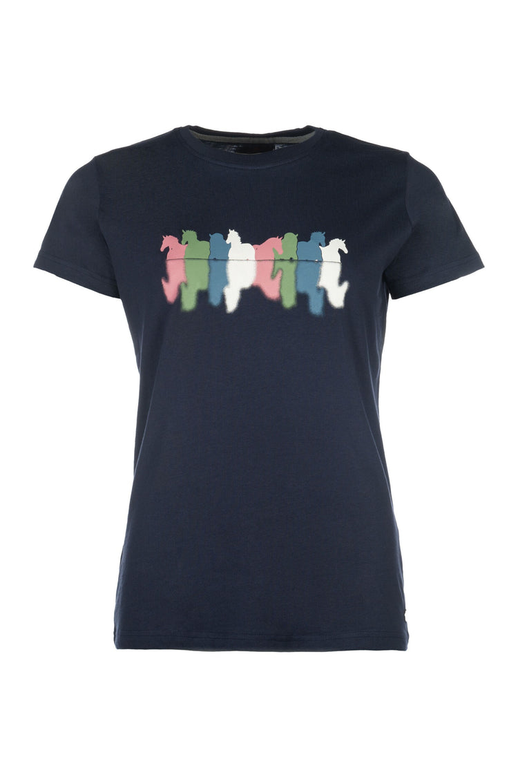 hkm t shirt mirror breathable riding shirt deep blue