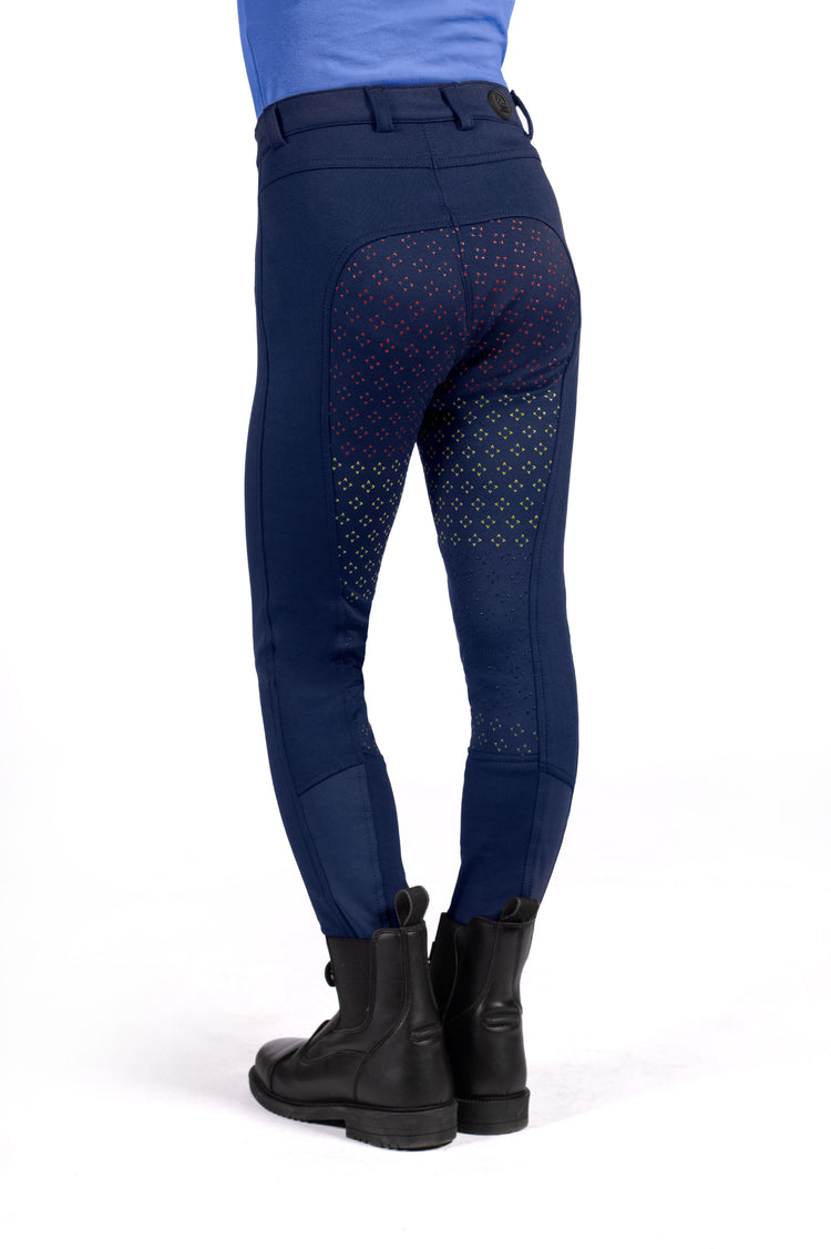 riding breeches for children with secure silicone full seat design