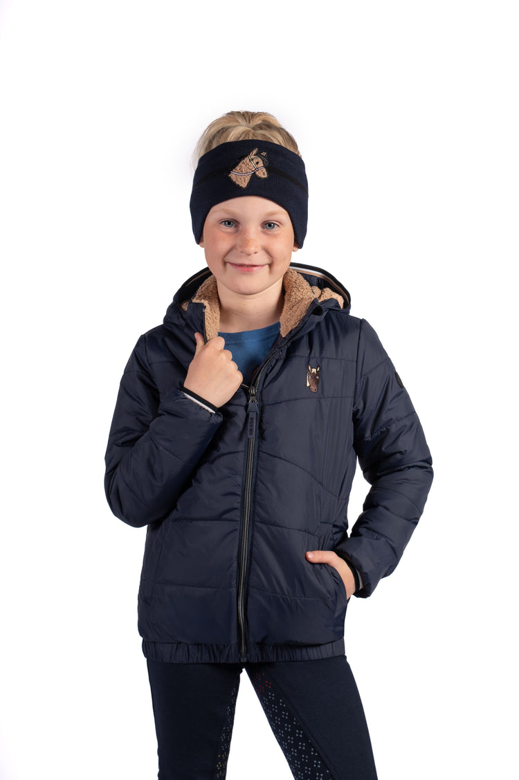 breathable children’s riding jacket with reflective rainbow design