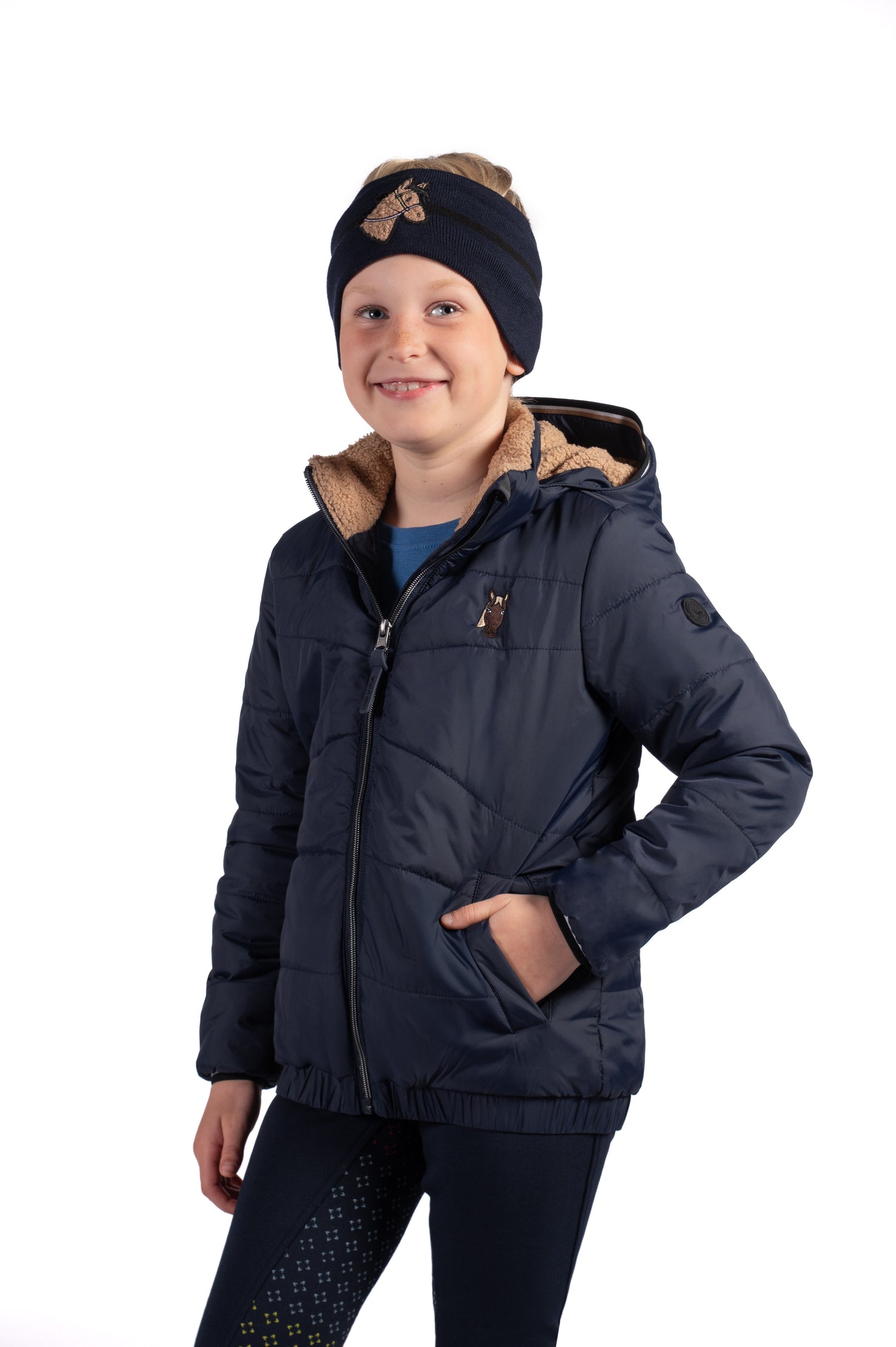 hkm kids equestrian jacket mia with rainbow reflective elements