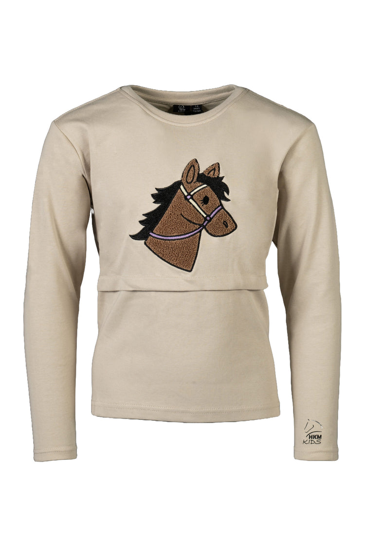 hkm kids riding shirt mia soft fabric brushed inside beige