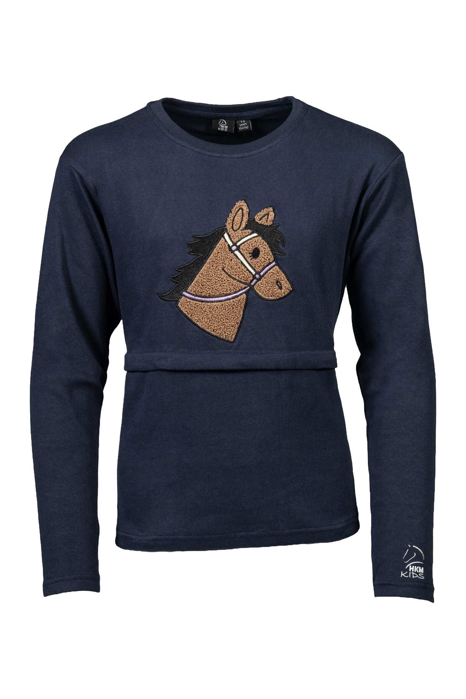 hkm longsleeve shirt mia kids with horse head application deep blue