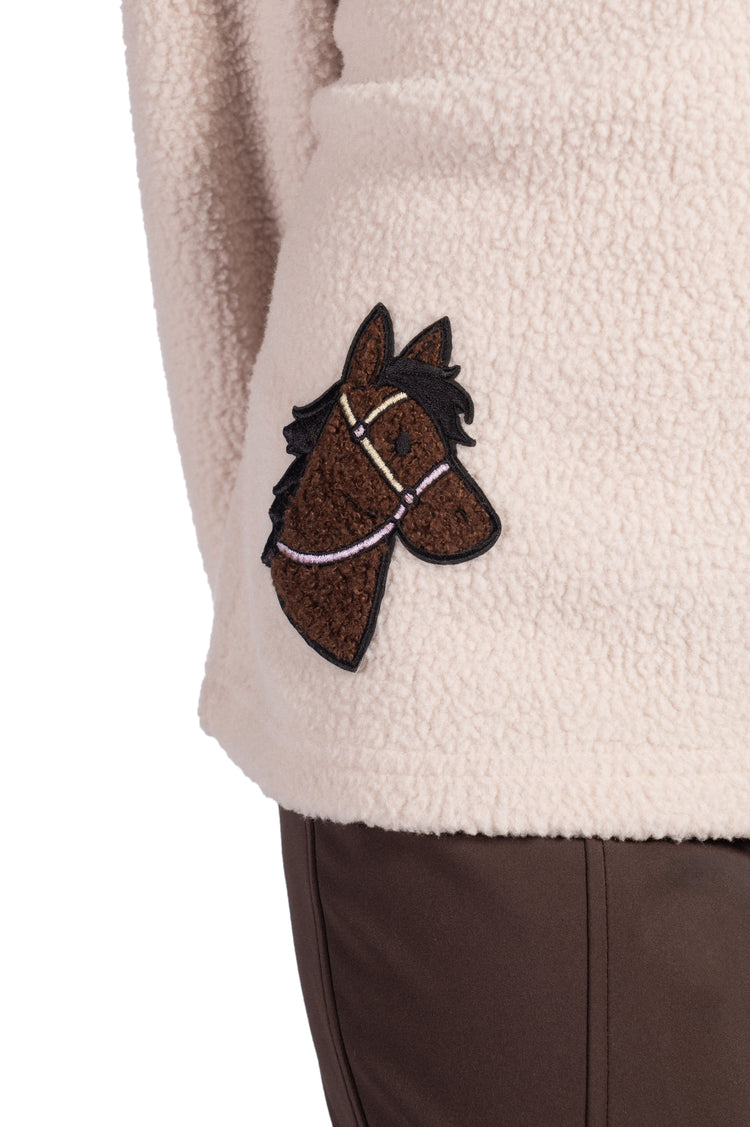 hkm mia kids sweater soft teddy fabric with coloured zip tag