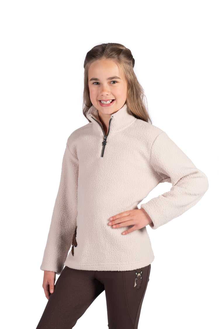 riding sweater for children with teddy fabric and zip closure