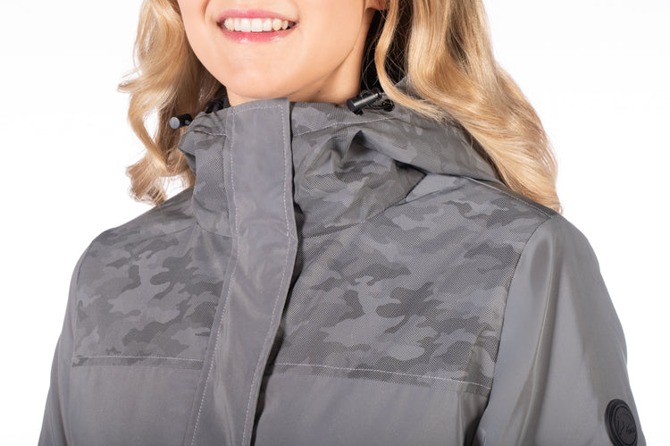 hkm washington equestrian coat with reflective safety details grey
