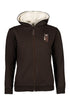 warm insulated kids riding jacket with teddy lined hood dark brown