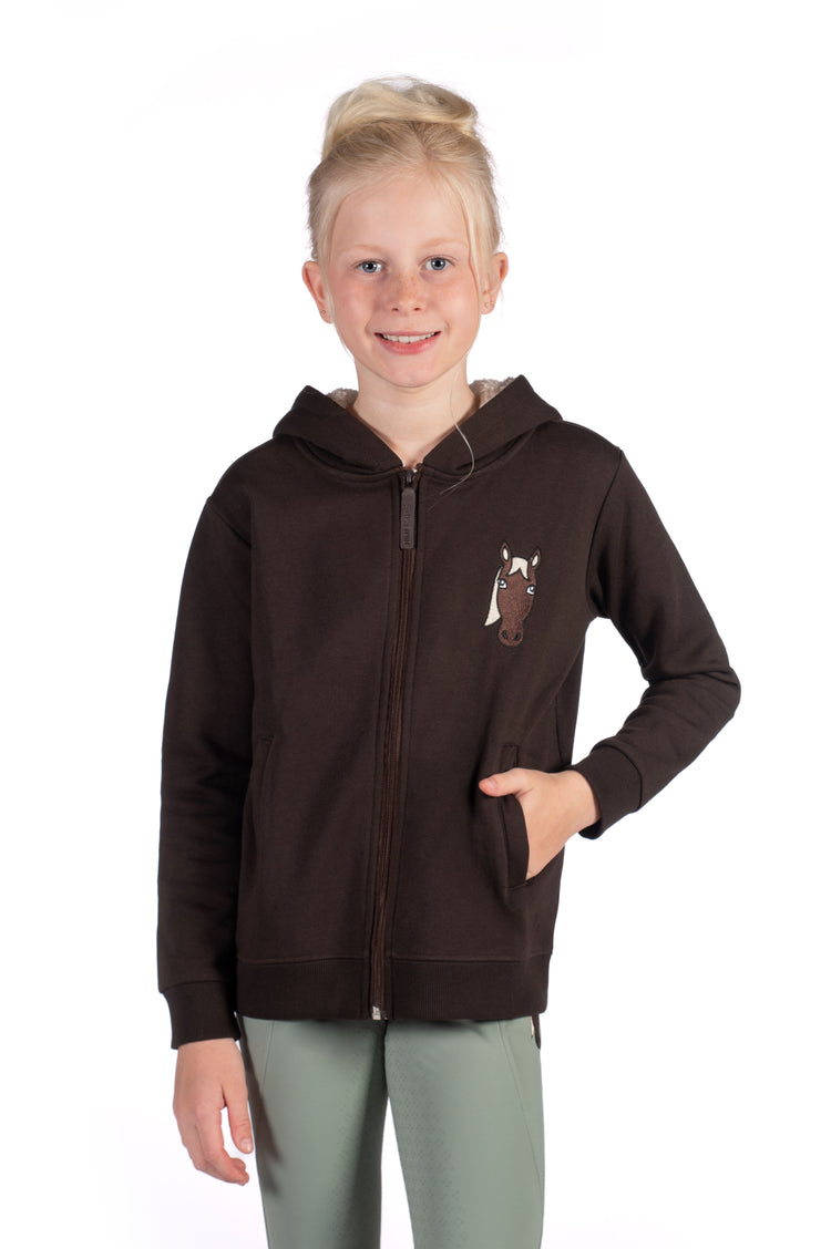 hkm kids sweat jacket mia with horse head application brown