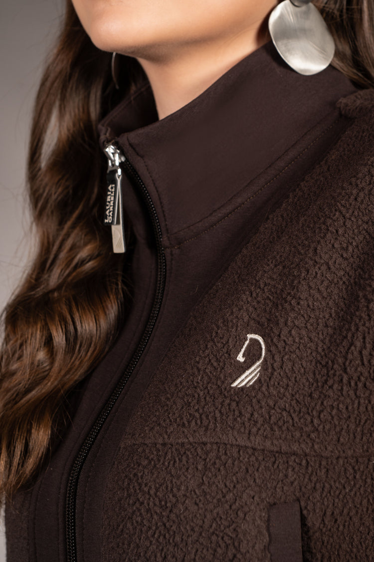 Soft teddy fleece vest dark brown