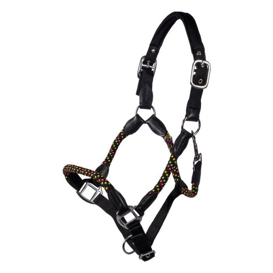 Adjustable horse halter leather nylon