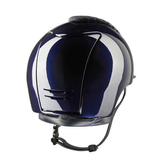 Customizable equestrian helmet with Milano velvet front blue