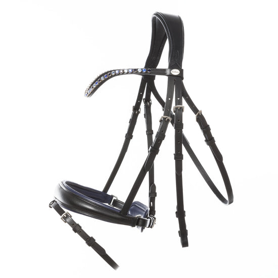 Dressage bridle with blue details