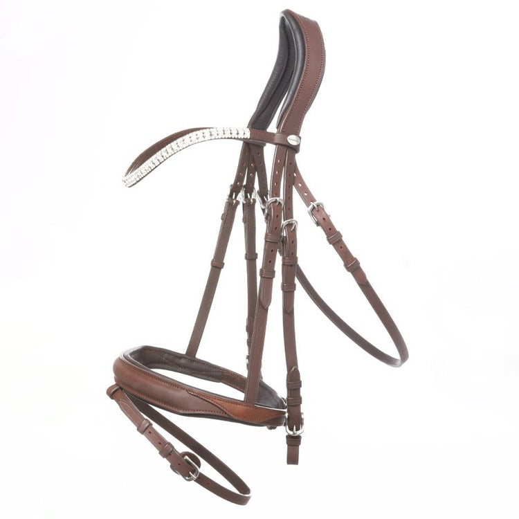Brown English flash noseband bridle
