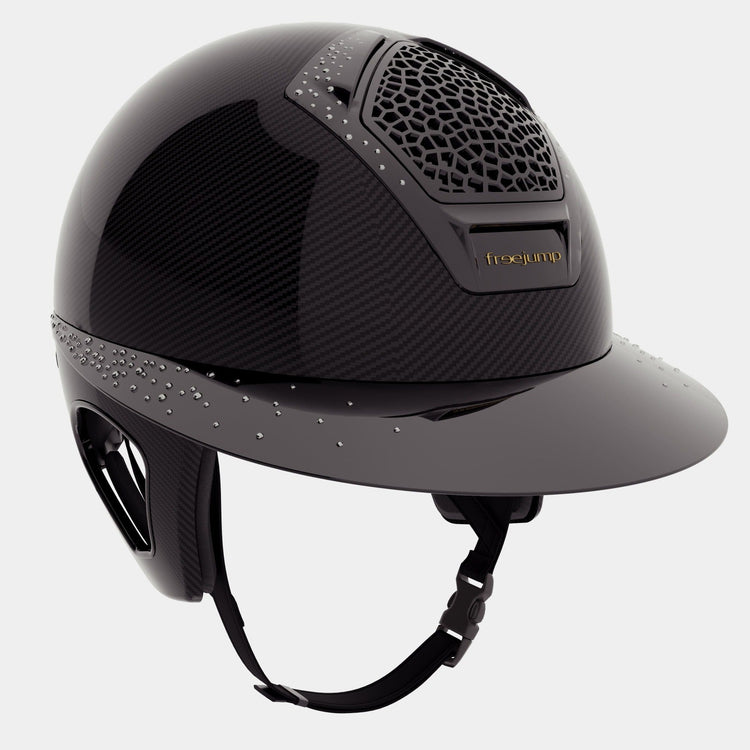 Freejump Glossy Carbon helmet with Swarovski