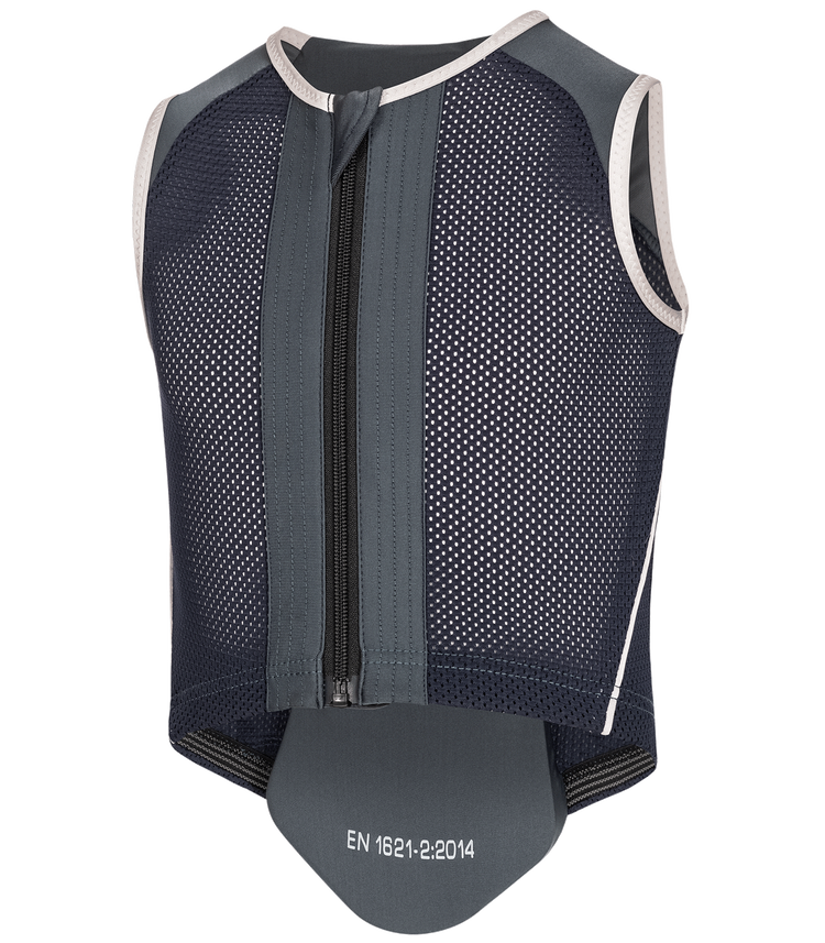 Young rider equipped with Lucky Flexible P06 SWING Back Protector during an equestrian training session, highlighting mobility and protection