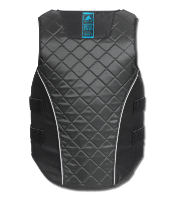 Frontal view of a rider equipped with the Body Protector, ready for a safe riding session