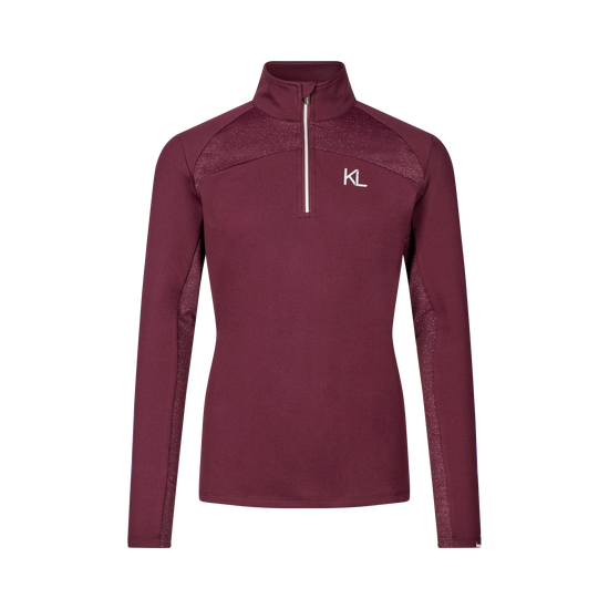 Girls equestrian long sleeve base layer in burgundy