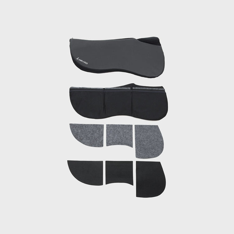 Shock absorbing adjustable pad for under saddle