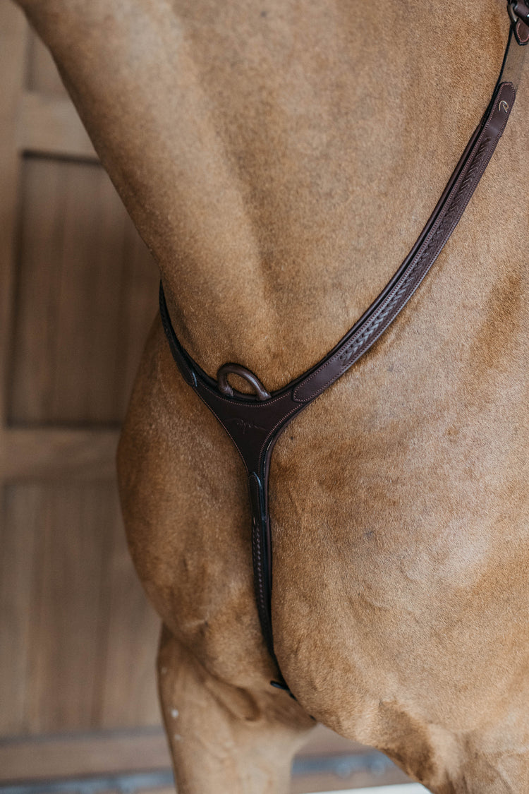 Brown leather plaited breastplate