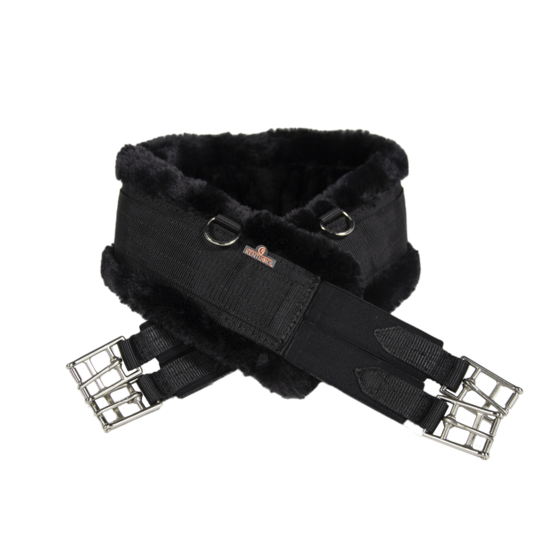 Black sheepskin girth for horses