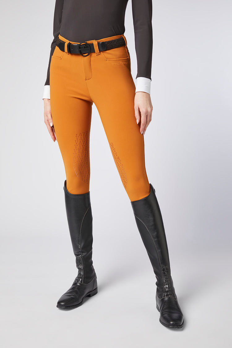 Bright orange equestrian breeches