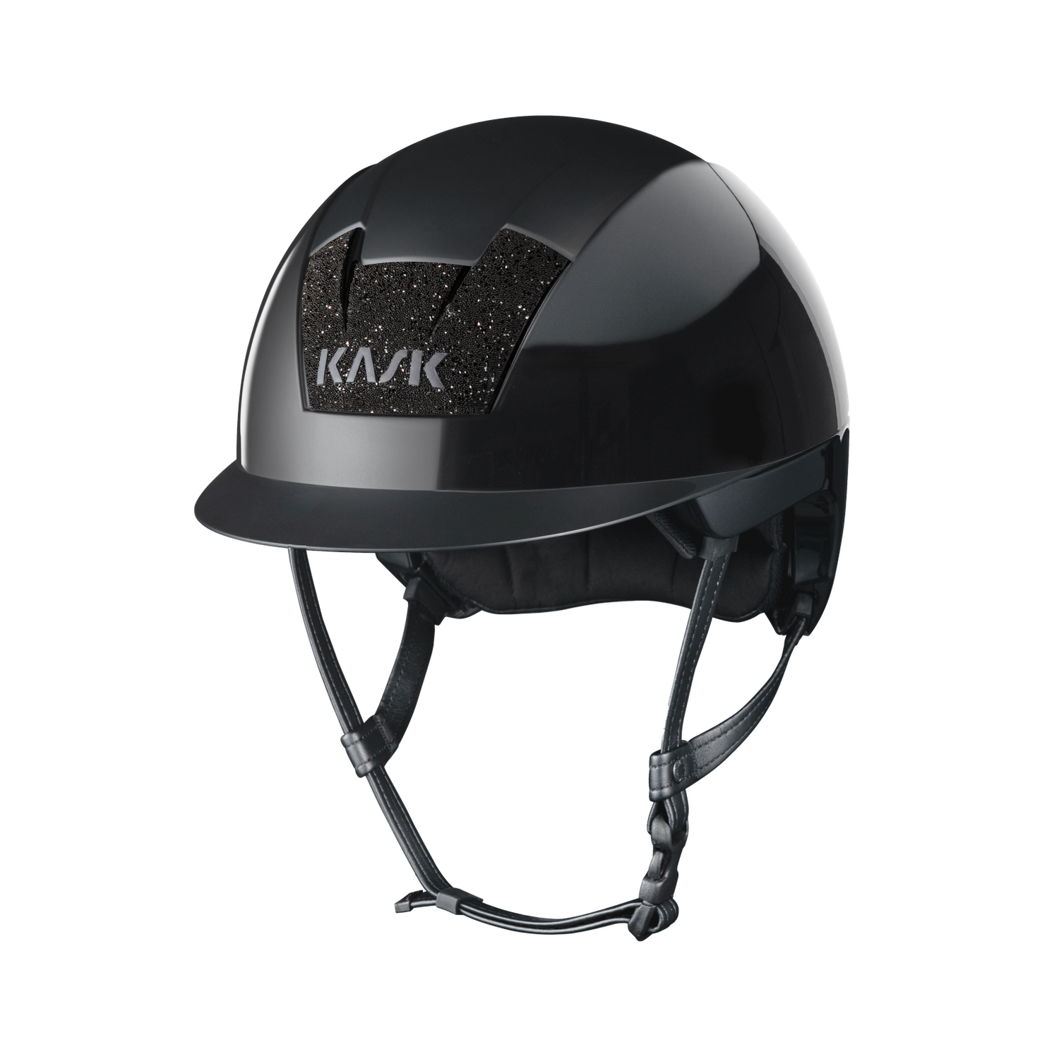shiny riding helmet black