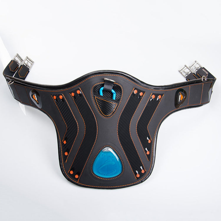 Belly guard girth for jumping