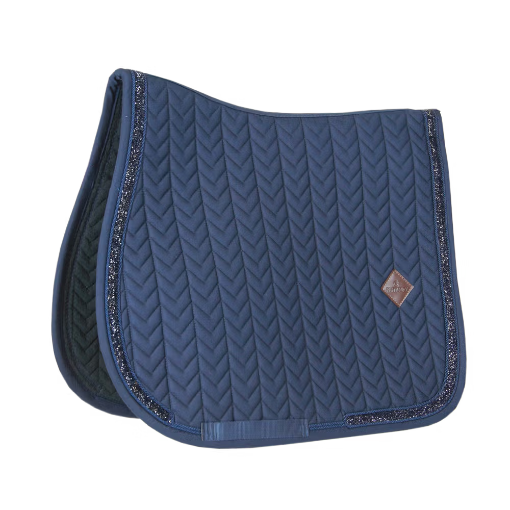 Navy jumping saddle blanket with glitter edging