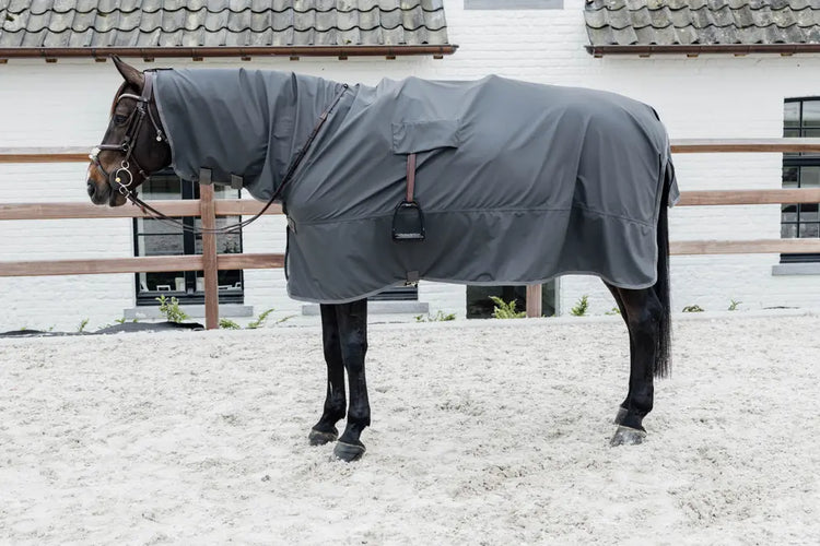 horse rug with stirrup holes